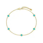 ANYCO Bracelet 18K Gold Plated 925 Silver with Blue Synthetic Opal Stone Jewelry for Women