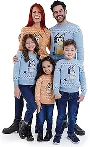 [Bluey] Bingo Chilli Bandit Christmas Long Sleeve Sweater Toddler to Adult, Bingo, Orange, 7-8
