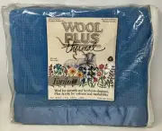Faribo Wool Plus Thermal Blanket Twin Size Light Blue Nylon Satin Binding NOS