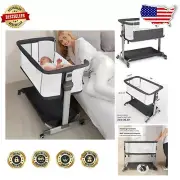 Adjustable Bedside Sleeper Bassinet for Newborns – 10 Functions & Wheels Black