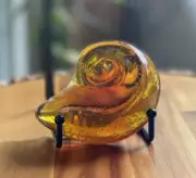 Blenko Glass Conch Seashell Tangerine Paperweight Whatnot Glass Decor Collector