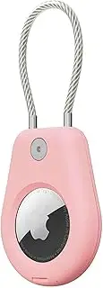 Tandoler for AirTag Keychain Holder with Wire Cable, Secure Lock Case for Air tag, Compatible with Apple for AirTags, Key Ring Chain, Protective Accessory with AirTag for Keys, Luggage, Pink