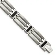 Titanium Brushed and Polished Black IP-plated Bracelet 8.5" 22.53gm