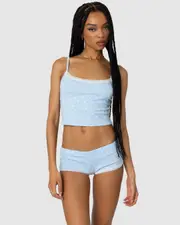 EDIKTED Womens Follow Ur Heart Printed Tank Top LIGHT-BLUE