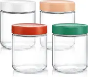 Feshory 4 Pack Overnight Oats Container Jar with Screw Lid - Wide Mouth Mason Jars, Airtight Glass Meal Prep Containers for Baby Food Storage, Salad, Spice, Snacks, Dressing Sauce