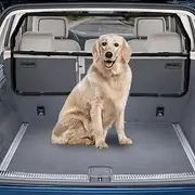 Dog Car Barrier Escape-Proof, 116cm Wide Car Dog Guard for 3rd Row Seats & Cargo, Durable Cargo Area Dog Car Guard Trunk Barrier with See Through Net Mesh for Small Sized SUV & Vehicles Or Hatchback