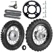 YC Yier 10" Front and Rear Wheels 2.50-10 Tire Rim 1.4x10 Drum Brake with 420 37T Chain Sprocket for CRF XR 50 CRF50 XR50 TTR50 PW50 Baja DR49 BBR50 Dirt Pit Bike SSR Coolster 70cc 90cc 110cc