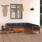 9 Pcs Modular Patio Sofa With Cushions Acacia Wood Garden Outdoor Lounge Set