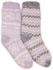 [MUK LUKS] Women's Cozy Sherpa Lined Cabin Sock (2 Pair Pack)