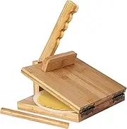 Tortilla Press 10 Inch, Rotatable Bamboo Flour Tortilla Press, Easy to Clean Chapati Maker with Rolling Pin & Parchment Paper for Kitchen 10 Inch