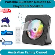 Portable Bluetooth Desktop CD Player HiFi Speakers FM Radio USB Type-C LCD Black