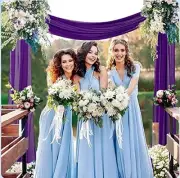 Wedding Arch Draping Fabric 1 Panel 20FT Chiffon 28" x 20FT 1Panel Purple