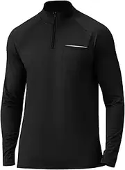 [Queerier] Men's Quarter Zip Pullover Long Sleeve Mock Neck Golf Shirts Workout Athletic Polo Sweatshirts for Fishing