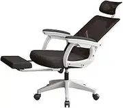 Ergonomic Home Office Desk Chair with 3D Adjustable headrest- Perfect for Big and Tall Users/Adjustable Lumbar Support (Color : White, Size : with footrest)