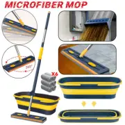 Mop 360°Rotating Wet Cleaning Magic Self Wringing Mop+FoldableBucket+6cloth42CM
