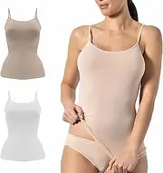 [Risalti] Women's Bamboo Slim Shoulder Tank Top - Women's Underwear Elastic Breathable Seamless Top for Women Made in Italy