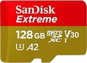Extreme 128GB microSD Card for 4K Video Capture in Smartphones and Drones