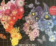 NEW 1000 Piece Full Bloom Galison Floral Spring map Of The World Jigsaw Puzzle