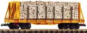 PIKO ~ G Scale ~ Bulkhead Flat w/ Pulpwood Load ~ 38791