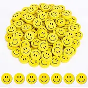 Whaline 80Pcs Smile Mini Bulk Erasers Yellow Smile Face Round Erasers Happy Face Collection Erasers for Students Classroom Rewards Gift Filler Supplies