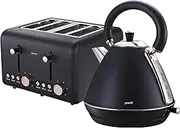 Rose Trim Collection Toaster & Kettle Bundle - Black