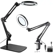 15X Magnifying Glass with Light, Table Lamp with Stand and Clamp, 2-in-1 LED ...