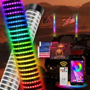2x 3FT COB Thick LED Whip Spiral Chasing RGB Fat Whip Lights For Can Am Polaris
