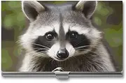 [LKHDS] Slim Aluminum Alloy Business Card Holder Cute Raccoon Pocket Business Card Case Portable Business Card Wallet Business Card Holders Handheld Card Box for Women Men, style, One size, Style, One