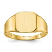 14k Yellow Gold 11.0x11.0mm Closed Back Signet Ring for Men Size 10
