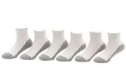 New Jefferies Seamless Sport Quarter Half Cushion 6 pk White Grey Size 8-9.5 Med