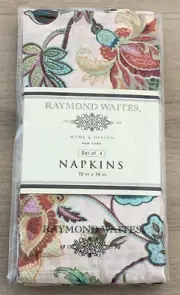 RAYMOND WAITES NAPKINS 100% COTTON FLORAL SET OF 4 NEW IN PACKAGE