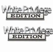 UK 1 Pair(2Pcs/set) White Privilege 3D Raised And Strong Adhesive (black&chrome)