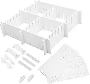 DOITOOL 34 Pcs Plastic Partition Set Office Drawer Dividers Organizer Adjustable Drawer Organizer Adjustable Drawer Dividers Drawer Separators Dresser Drawer Organizers Drawers Pp White