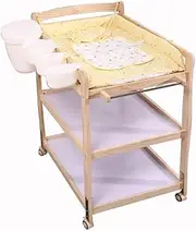 Baby Changing Table,Bedding Changing Table, Moving Newborn Baby Multifunction Bath Care Station Solid Wood Baby Touching Table Massage Bed 34 × 22 × 38 Inch