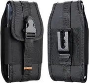 Universal Flip Phone Case, Mobile Phone Belt Pocket with Clip, Black Vertical Pouch for All iPhone Series,Samsung Galaxy Note 20 Ultra,Galaxy S23 Ultra,Galaxy S24 Ultra (for 6.9-7.3 Inch Case)