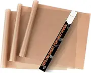 HTVRONT Teflon Sheets for Heat Press - 3 Pack Non-Stick PTFE Sheet Reusable 12"x 16" Heat Resistant Mat for Bake, Press, Iron (Brown)