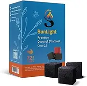 *New* Sunlight Premium Coconut Charcoal Cubes - 72 Cubes (2.5mm)- Long Lasting Natural Coco Charcoal - Zero Ash - Low Odor - 2.5 mm Cubes - Long Lasting - Full Burn (72)