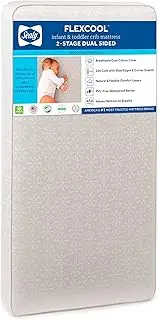 Sealy Baby Flex Cool 2 Stage Breathable Crib Mattress with Toddler Bed Fit, Waterproof & Airy Cotton Cover, 204 Premium Coils, GREENGUARD Gold Certified, Safety & Quality Tested, Made in USA, 52"X28"