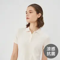 在飛比找PChome24h購物優惠-GIORDANO 女裝涼感抗菌POLO衫-96 銀耳露白