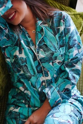 New Indian Cotton Banana Leaf Printed PJ Sets Women's Sleepwear Night Suit AU