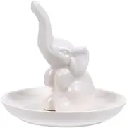 SAFIGLE Elephant Ring Holder for Jewelry：White Ceramic Dish Elephant Shape Jewelry Holder Tray for Rings, Earrings, Necklaces - Decorative Trinket Plate for Home Decor Best Gifts for Women