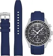 [Stanchev] Strap for MoonSwatch Watch,Curved Rubber Replacement Band Compatible With Omega X Swatch Speedmaster Moonswatch Watch 20mm,Soft Swatch Omega Strap for Men Women