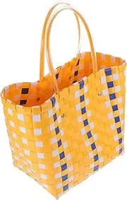 Yardenfun 1Pc Handmade Woven Storage Basket Ergonomic Design Picnic Container Durable Home Organizer for Sundries Fruits Snacks for Outings and Home