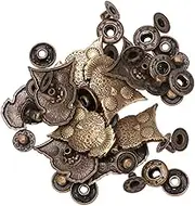 Beatifufu 10 Sets Retro Owl Shape Alloy Snap Buttons for DIY Craft Accessories Durable Clasp Fasteners with Base for Bags and Clothing Bronze Color