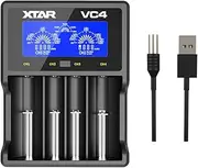 XTAR 18650 Charger, VC4 Rechargeable Battery Charger, 4 Bays 18650 Fast Charger with LCD Display, For lithium rechargeable Flashlight batteries Ni-MH Ni-Cd AA AAA 10440 26650 14500 16340 18560 25500