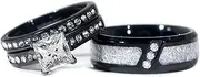 [lvrong] Couple Rings His Her Wedding Ring for Him and Her Matching Rings 1CT AAA CZ Black Ring