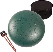 LOMUTY Steel Tongue Drum 12 Inch 11 Notes for Adults - Ethereal Metal Instrument for Meditation & Yoga with Music Book, Mallets & Carry Bag (Green)