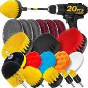Holikme 20 Pack Drill Brush Attachments Set, Scrub Pads & Sponge, Buffing Pads