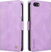 YBFJCE Case for iPhone 7/8/SE 2020/SE 2022, PU Leather Shockproof Durable Phone Wallet Case Protective Flip Folio Cover, for iPhone 7/8/SE 2020/SE 2022 Cover with Card Holder, Purple