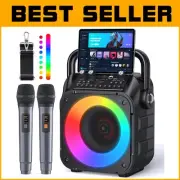 Karaoke Machine for Home Parties - 2 Wireless Mics & 15W Portable Speaker